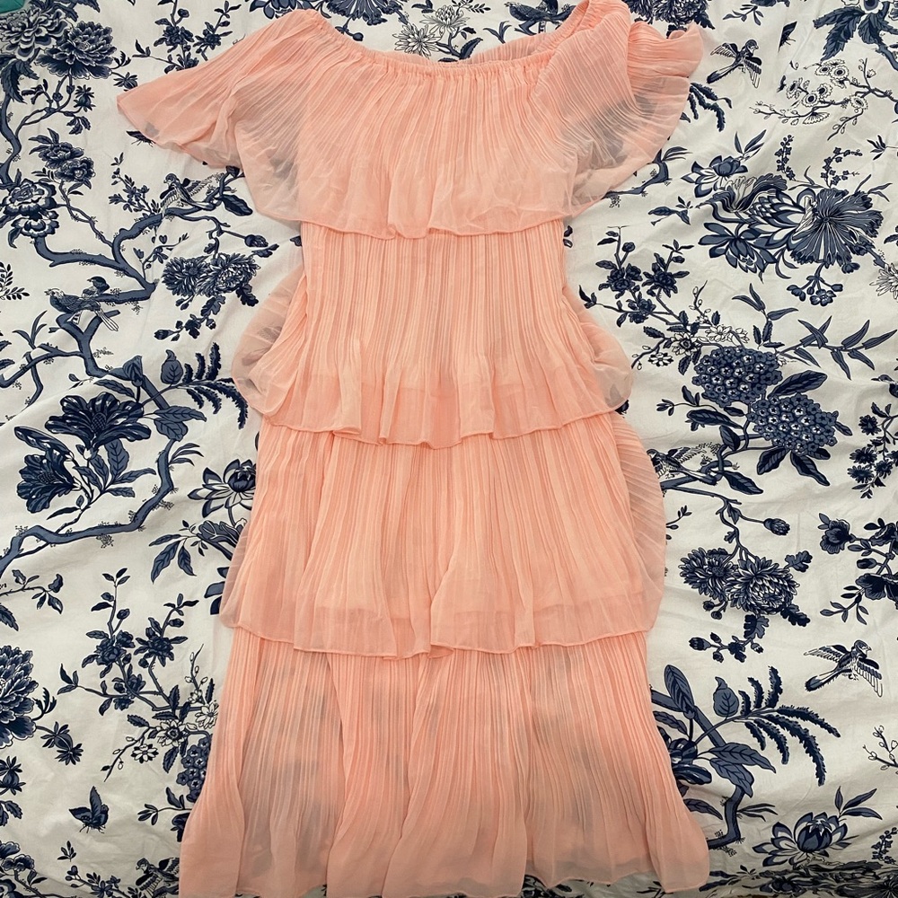 Tiered Midi Dress in Blush Pink